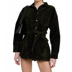 NEW EN SAISON julien long sleeve playsuit in olive